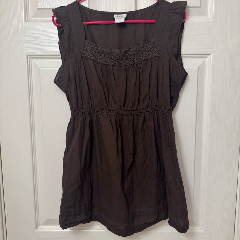 Oh Baby by Motherhood Brown Sleeveless Women's Maternity Top Size Large